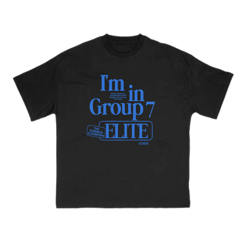 Unisex  I'm In Group 7 Elite Print T-shirt - Black - US16-18(2XL) - image 2