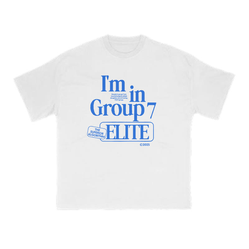 Unisex  I'm In Group 7 Elite Print T-shirt - White - US16-18(2XL) - image 1