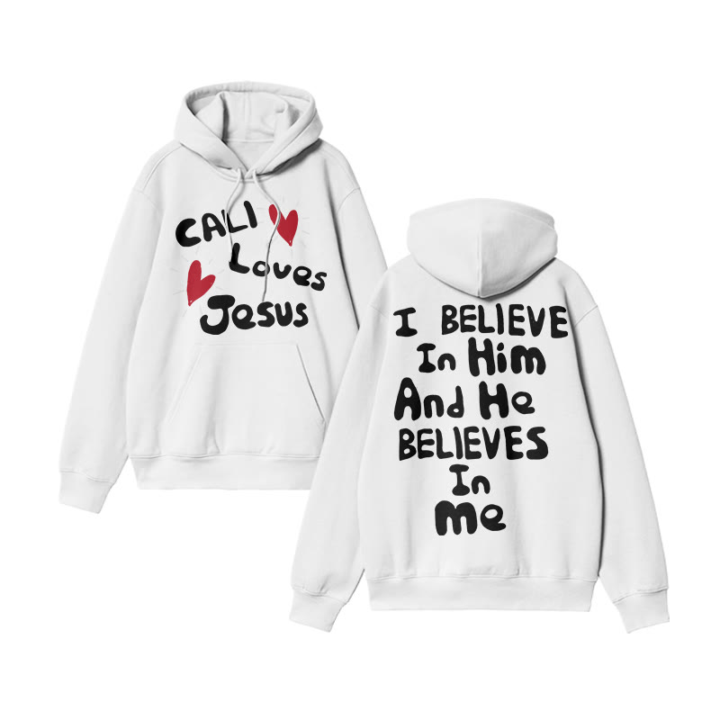Unisex Call Loves Jesus Print Hoodie - White - US16-18(2XL) - image 3