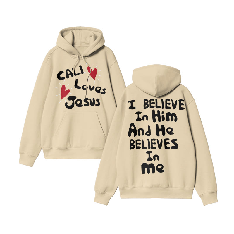 Unisex Call Loves Jesus Print Hoodie - Apricot - US16-18(2XL) - image 6