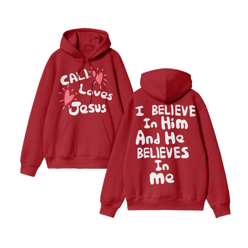 Unisex Call Loves Jesus Print Hoodie - Red - US16-18(2XL) - image 10