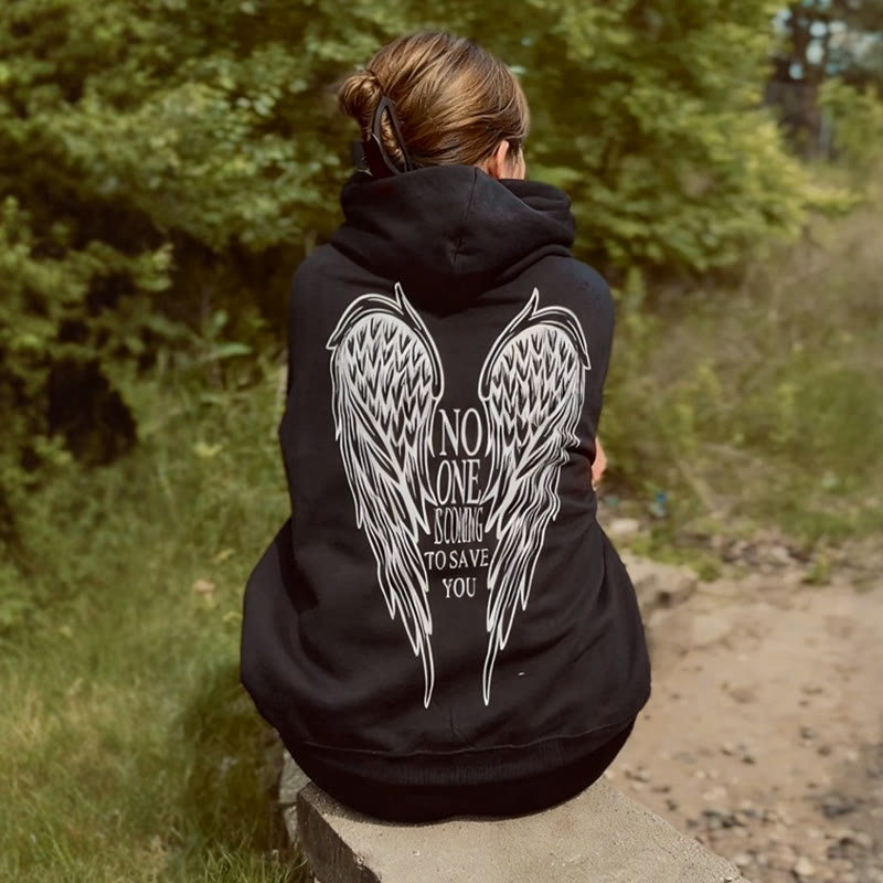 Unisex No One Is Coming To Save You Reflective Print Hoodie - image 4