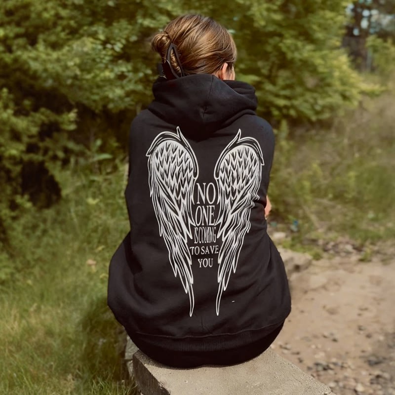 Unisex No One Is Coming To Save You Reflective Print Hoodie - image 4