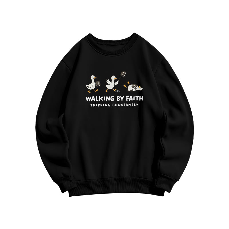 Unisex Walking By Faith Tripping Constantly Bible Print Sweatshirt - Black - US16-18(2XL) - image 2