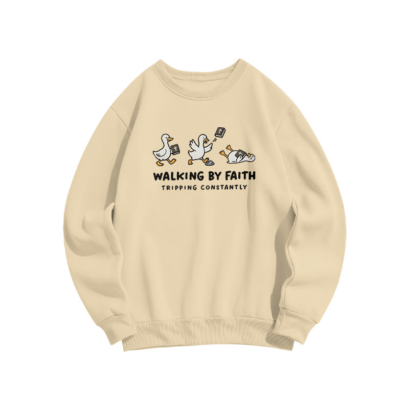 Unisex Walking By Faith Tripping Constantly Bible Print Sweatshirt - Apricot - US16-18(2XL) - image 1