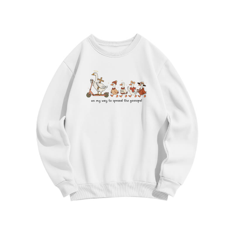 Unisex On My Way To Spread The Goosepel Print Sweatshirt - White - US16-18(2XL) - image 3