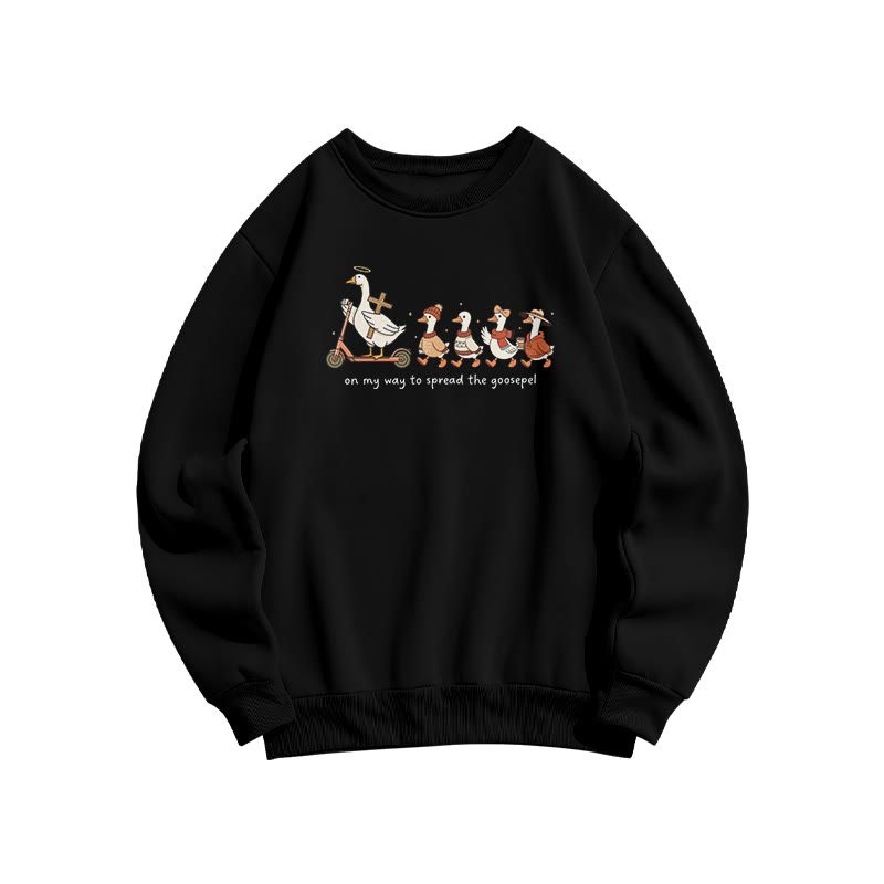 Unisex On My Way To Spread The Goosepel Print Sweatshirt - Black - US16-18(2XL) - image 2