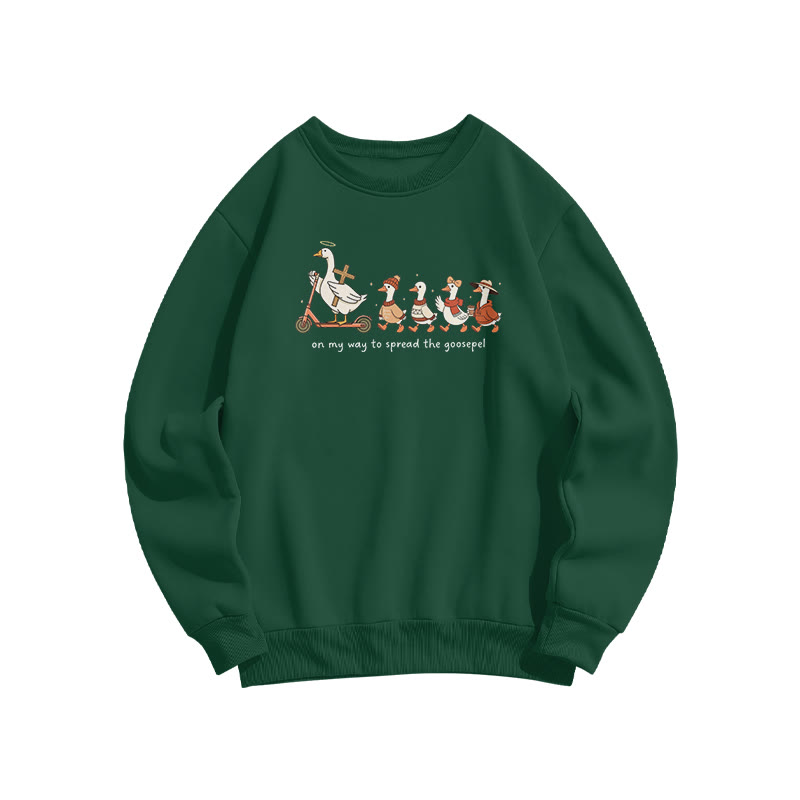 Unisex On My Way To Spread The Goosepel Print Sweatshirt - Dark Green - US16-18(2XL) - image 1