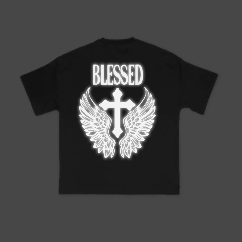 Unisex Blessed Cross Reflective Print T-shirt - image 1