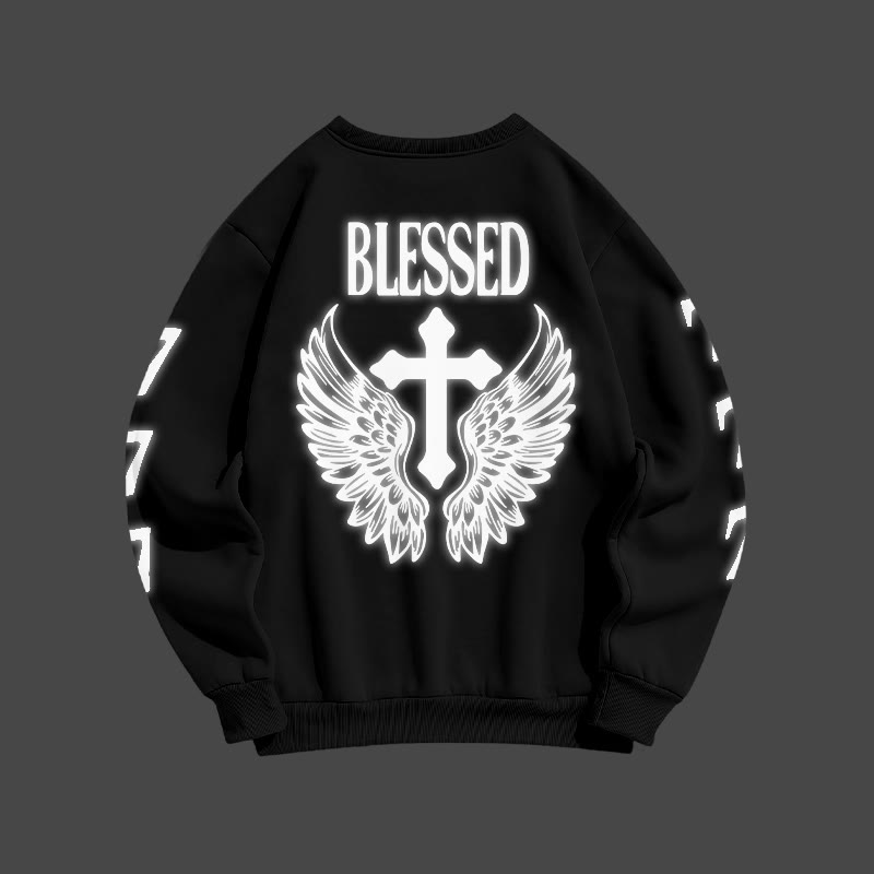Unisex Blessed Cross Reflective Print Sweatshirt - image 1