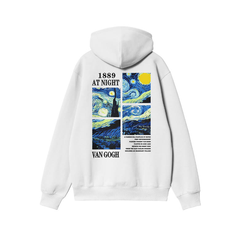 Van Gogh 1889 At Night Print Hoodie - White - US16-18(2XL) - image 2