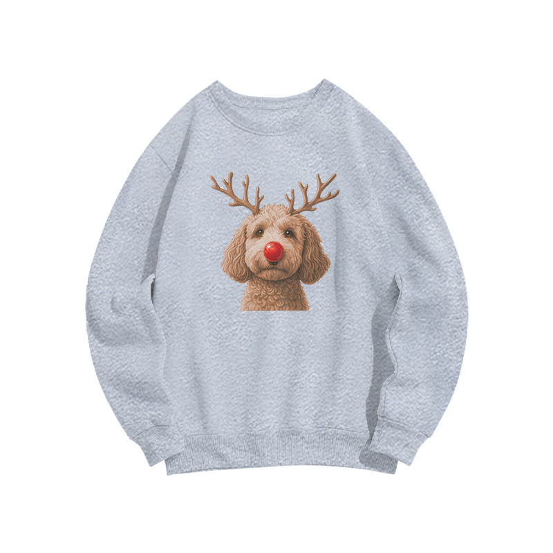 Deer Antler Apricot Poodle Print Sweatshirt - Grey - US16-18(2XL) - image 1