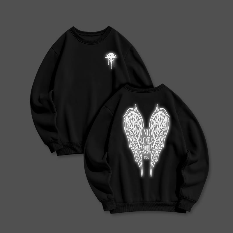 No One Is Coming To Save You Reflective Print Sweatshirt - Black - US16-18(2XL) - image 2