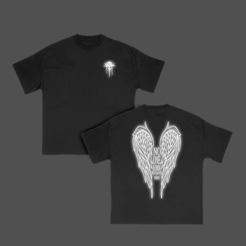 No One Is Coming To Save You Reflective Print T-shirt - Black - US16-18(2XL) - image 2