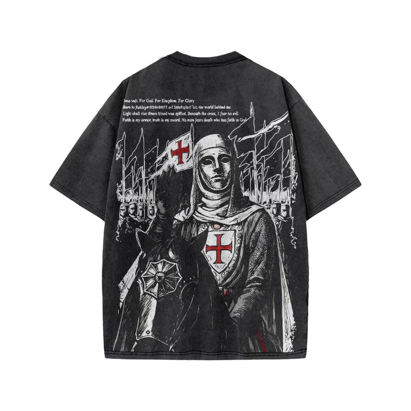 For God For Kingdom For Glory print Acid Washed T-shirt - image 1