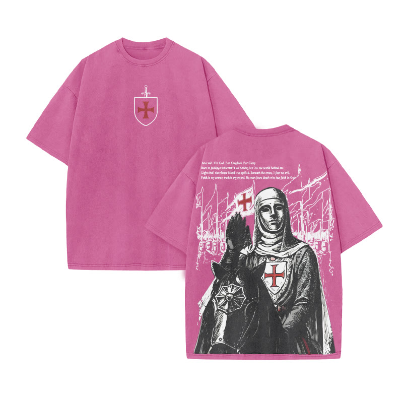 For God For Kingdom For Glory print Acid Washed T-shirt - Pink - US20-22(3XL) - image 9