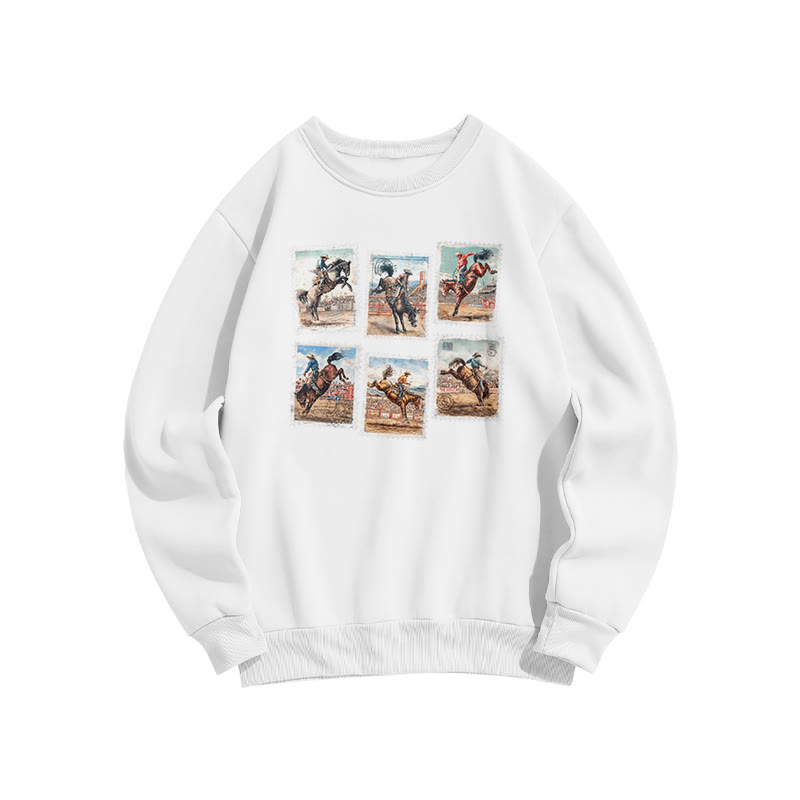 Vintage Western Stamp Print Sweatshirt - White - US16-18(2XL) - image 2