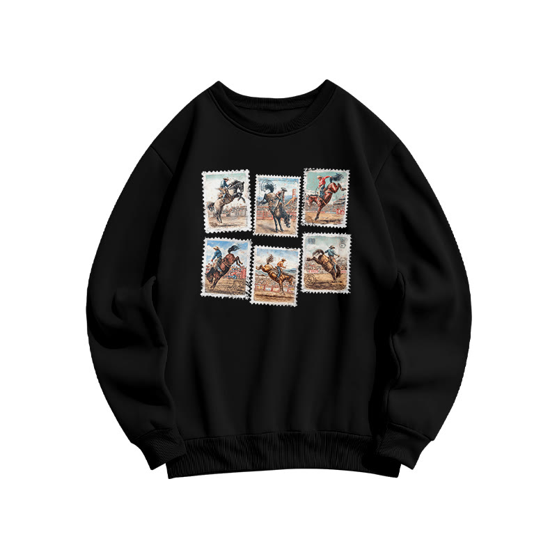 Vintage Western Stamp Print Sweatshirt - Black - US16-18(2XL) - image 1