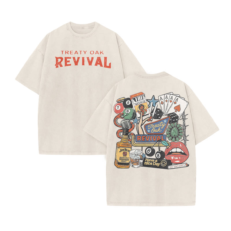 Have A Nice Day Vintage Print Acid Washed T-shirt - Beige - US20-22(3XL) - image 3