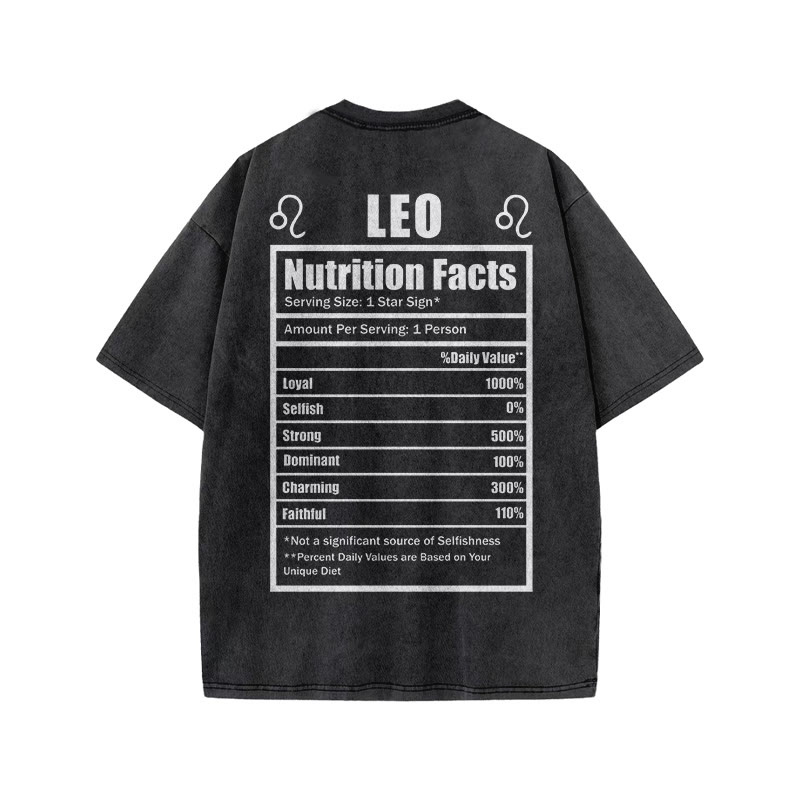 Leo Nutrition Facts Print Acid Washed T-shirt - image 2