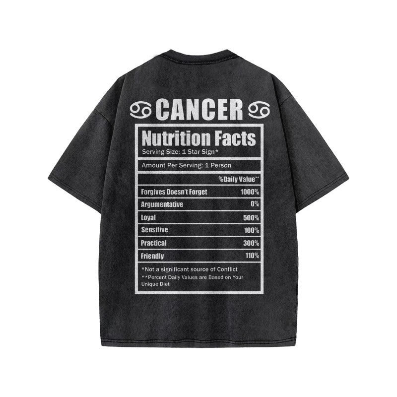 Cancer Nutrition Facts Print Acid Washed T-shirt - image 2