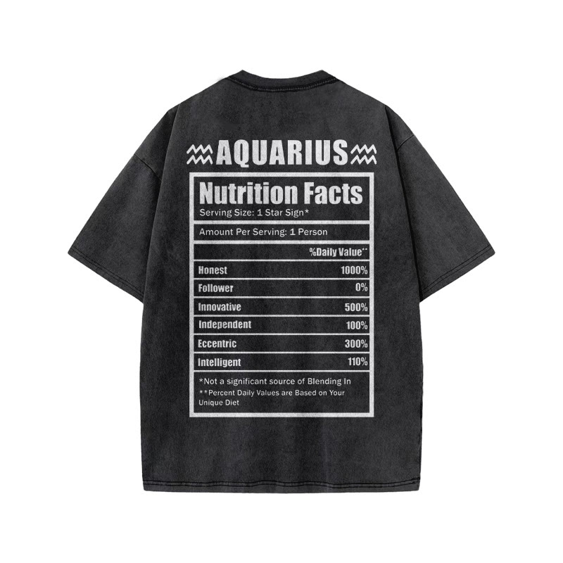 AQUARIUS Nutrition Facts Print Acid Washed T-shirt - image 2