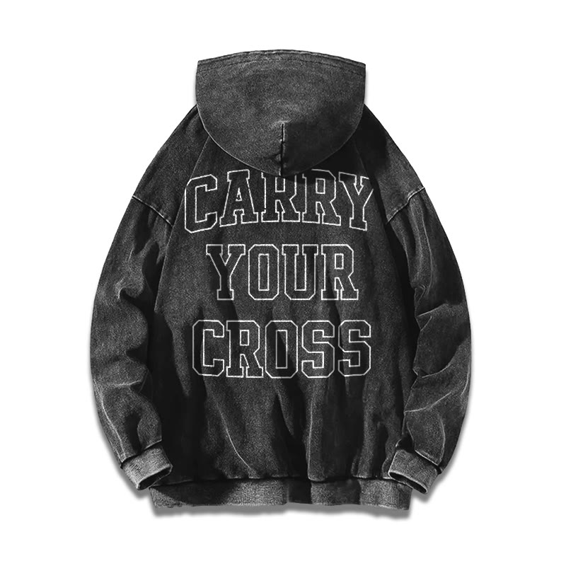 Carry Your Cross Printed Washed Hoodie  - image 1