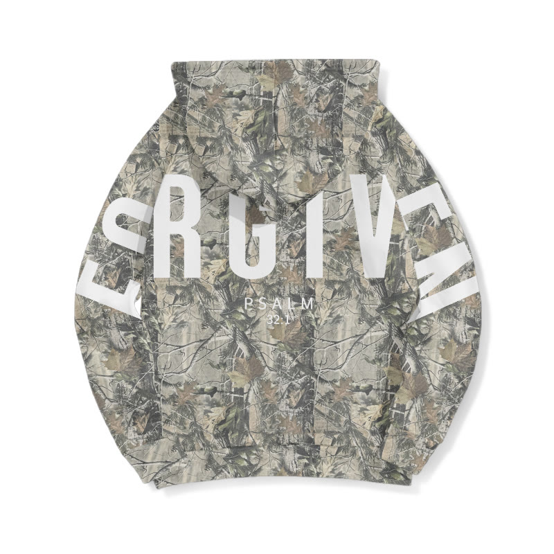 Forgiven Psalm 32:1 Dead Leaves Camouflage Print Half Zip Hoodie - image 3