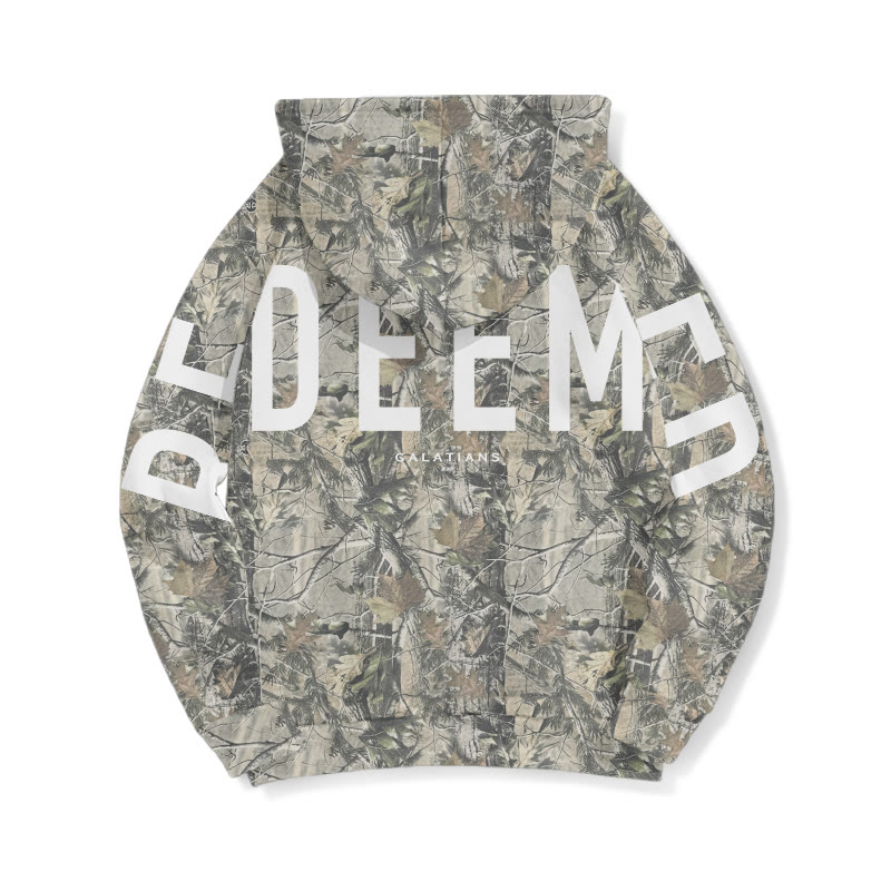 Redeemed Galatians 2:20 Dead Leaves Camouflage Print Half Zip Hoodie - image 3