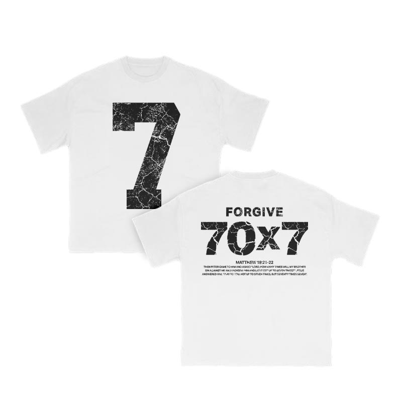 Forgive Matthew 18:21-22 Print T-shirt - White - US16-18(2XL) - image 2