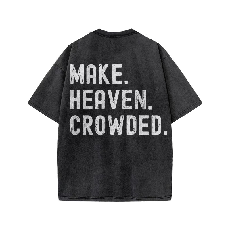 Make Heaven Crowded Print Acid Washed T-shirt - image 1