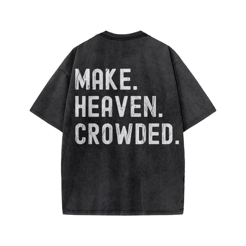 Make Heaven Crowded Print Acid Washed T-shirt - image 1