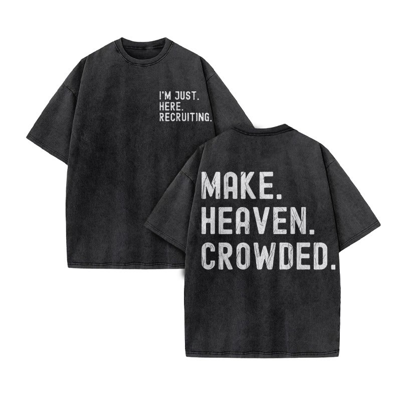 Make Heaven Crowded Print Acid Washed T-shirt - Black - US20-22(3XL) - image 2