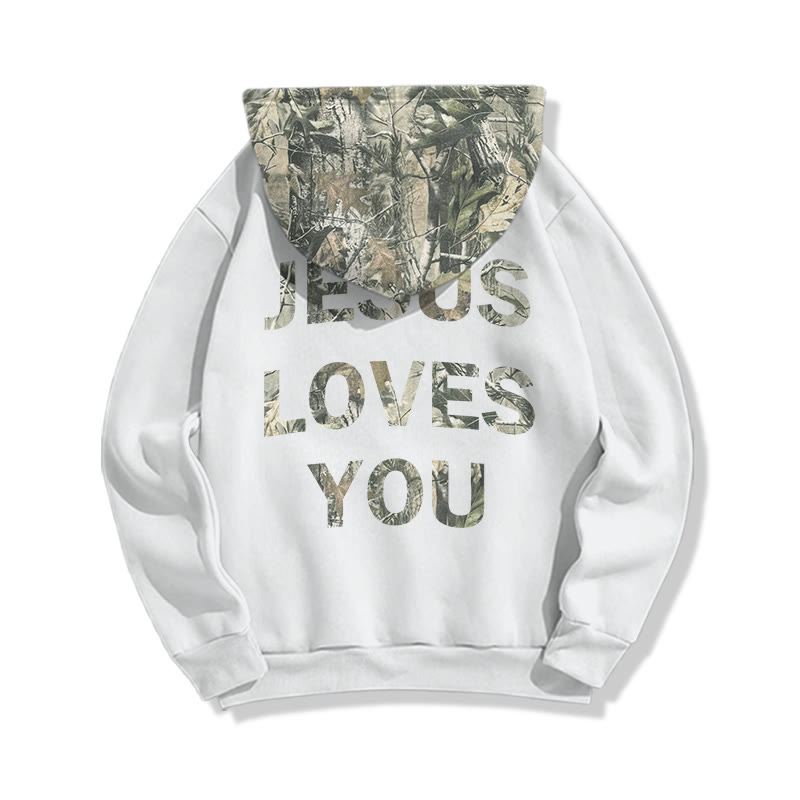 Jesus Loves You Dead Leaves Camouflage Print Hoodie - image 2