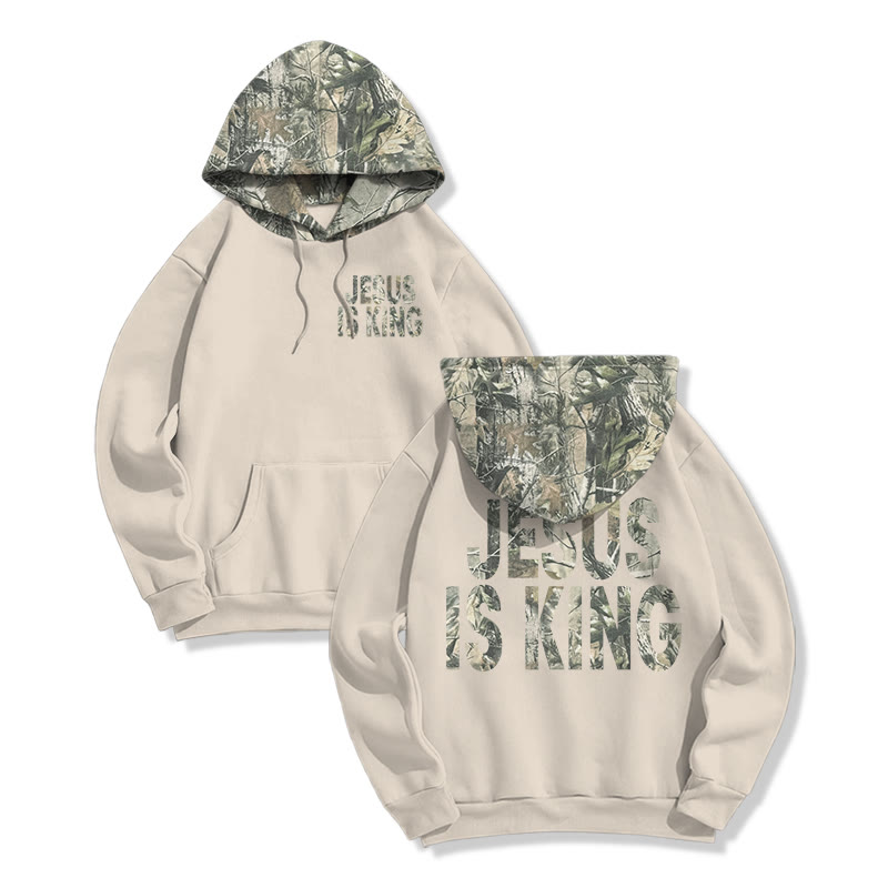 Jesus Is King Dead Leaves Camouflage Print Hoodie - Apricot - US28-30(4XL) - image 1
