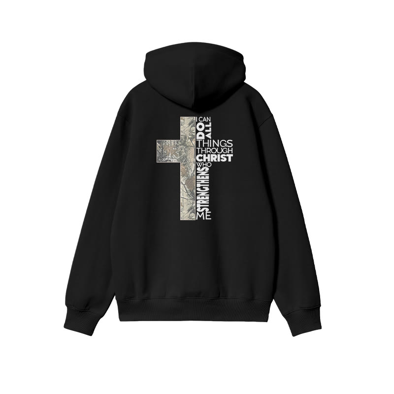 I Can Do All Things Through Christ Who Strengthens Me Dead Leaves Camouflage Print Hoodie - image 1