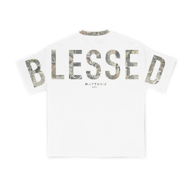 Blessed Matthew 5:3-12 Dead Leaves Camouflage Print T-shirt - image 2