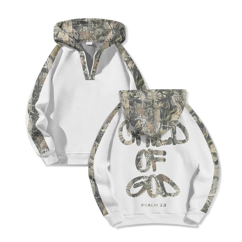 Child Of God Dead Leaves Camouflage Print Half Zip Hoodie - White - US32-34(5XL) - image 2