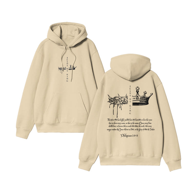 Jesus Is King Print Hoodie - Apricot - US16-18(2XL) - image 3