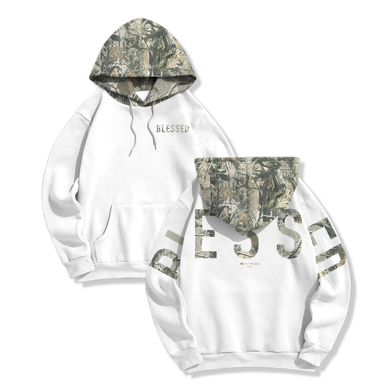 Blessed Matthew 5:3-12 Dead Leaves Camouflage Print Hoodie - image 2