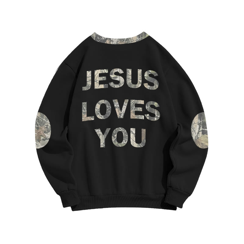 Jesus Loves You Dead Leaves Camouflage Print Sweatshirt - image 2