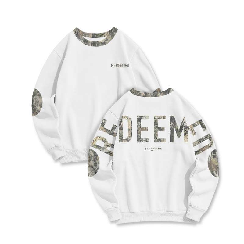 Redeemed Galatians 2:20 Dead Leaves Camouflage Print Sweatshirt - White - 6XL - image 1