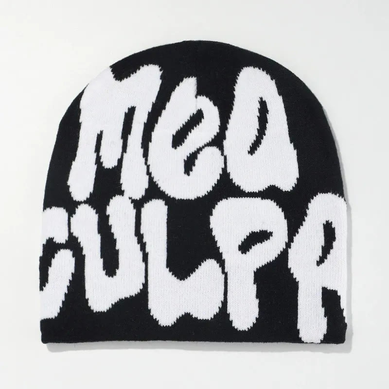 Mea Culpa Pattern Knit Hat - Black - one size - image 2