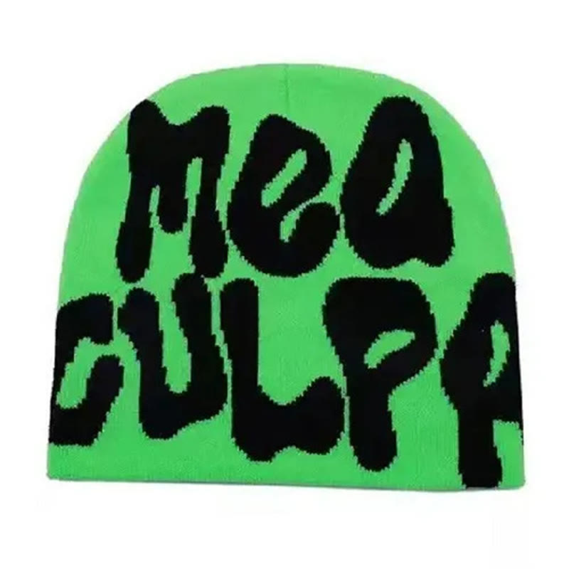 Mea Culpa Pattern Knit Hat - Light Green - one size - image 9