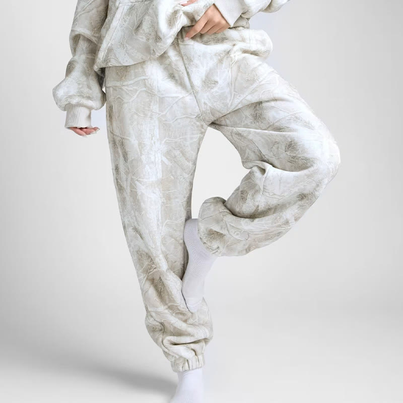 Dead Leaves Camouflage Print Causal Pants - Light Gray - 5XL - image 2