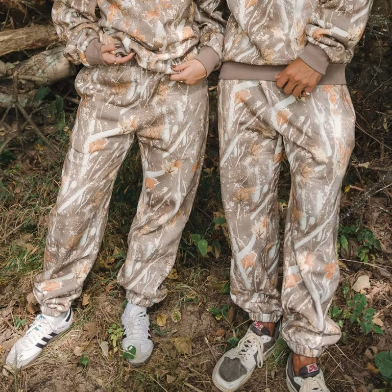 Dead Leaves Camouflage Print Causal Pants - Khaki - 5XL - image 1