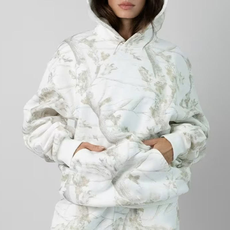 Dead Leaves Camouflage Print Causal Hoodie - Light Green - US44-46(8XL) - image 2