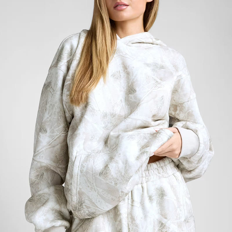 Dead Leaves Camouflage Print Causal Hoodie - Light Gray - US44-46(8XL) - image 1