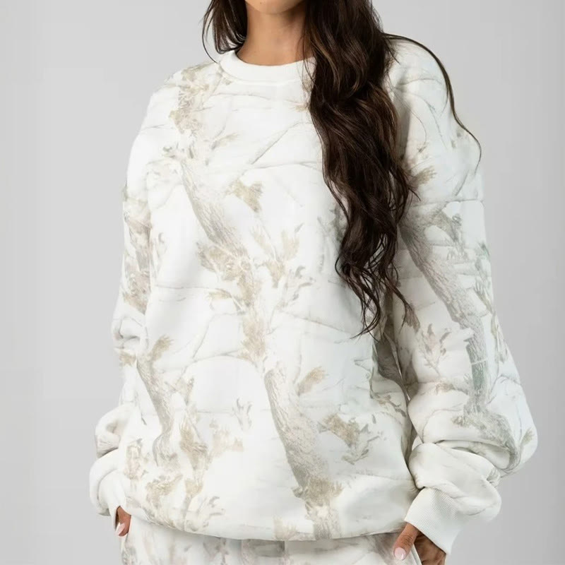 Dead Leaves Camouflage Print Causal Sweatshirt - Light Green - 6XL - image 2