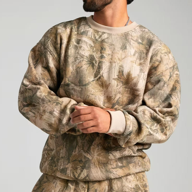 Dead Leaves Camouflage Print Causal Sweatshirt - image 9